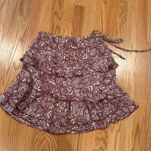 Boho Floral Tiered Ruffle Mini Skirt
